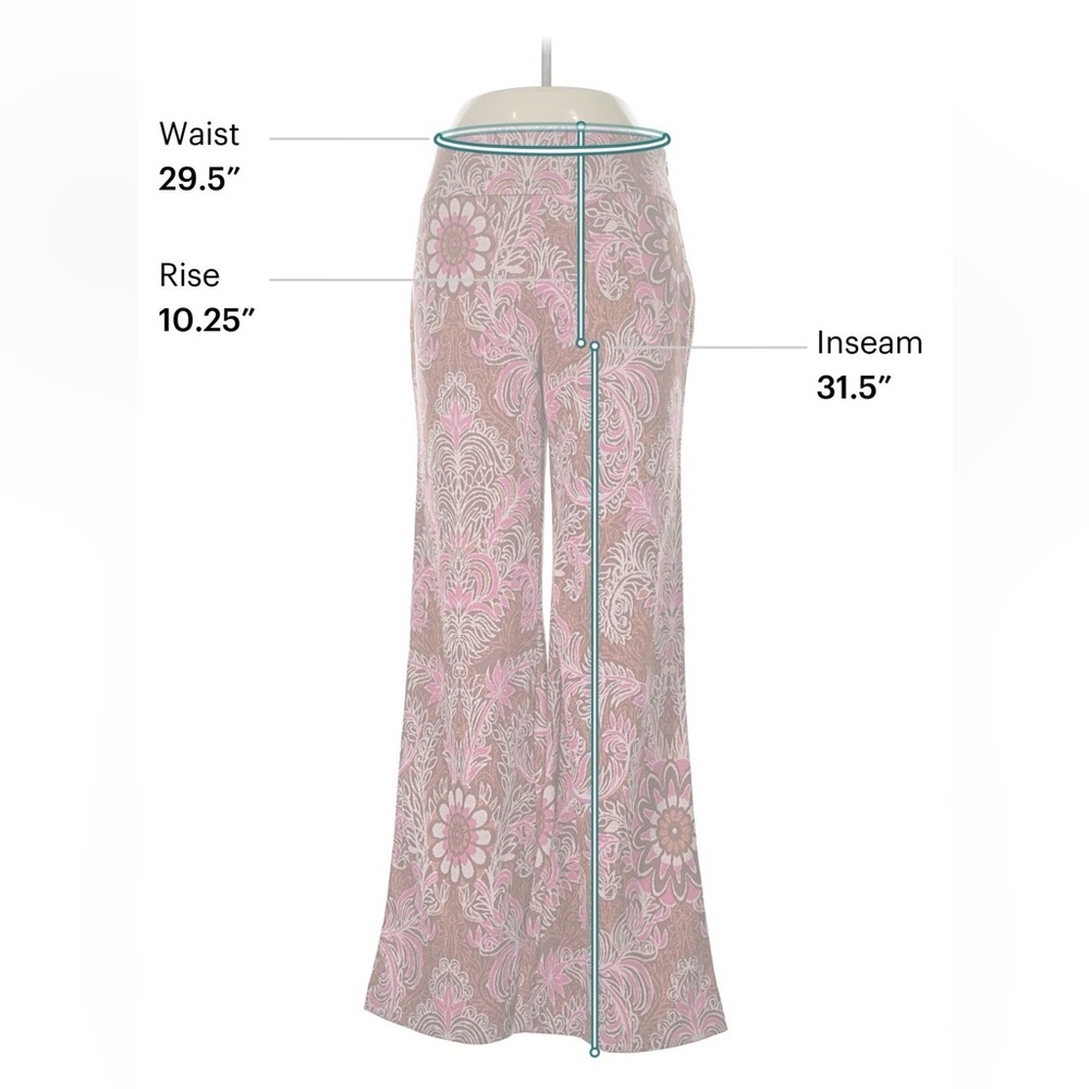 Anthropologie Maeve Floral Pink and Brown Bootcut Flare Wide Leg Pants, size 8 - Picture 3 of 6